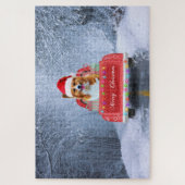 Corgi Dog in sneeuw, met kerstmis Legpuzzel (Verticaal)