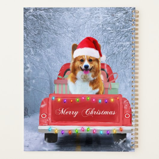 Corgi Dog in sneeuw, met kerstmis Planner (Achterkant)