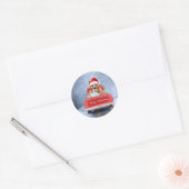 Corgi Dog in sneeuw, met kerstmis Ronde Sticker (Envelop)