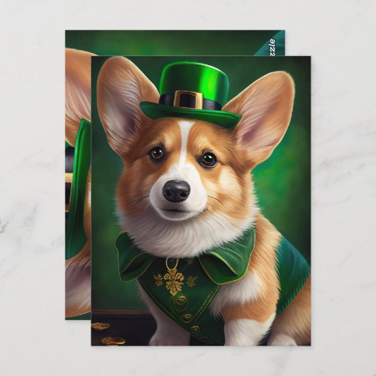 Corgi Dog in St. Patrick's Day Dress Briefkaart (Voorkant / Achterkant)