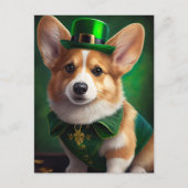 Corgi Dog in St. Patrick's Day Dress Briefkaart (Voorkant)
