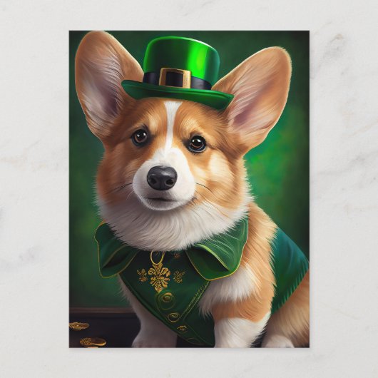 Corgi Dog in St. Patrick's Day Dress Briefkaart (Voorkant)