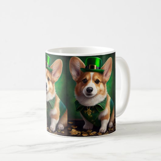 Corgi Dog in St. Patrick's Day Dress Koffiemok (Voorkant rechts)