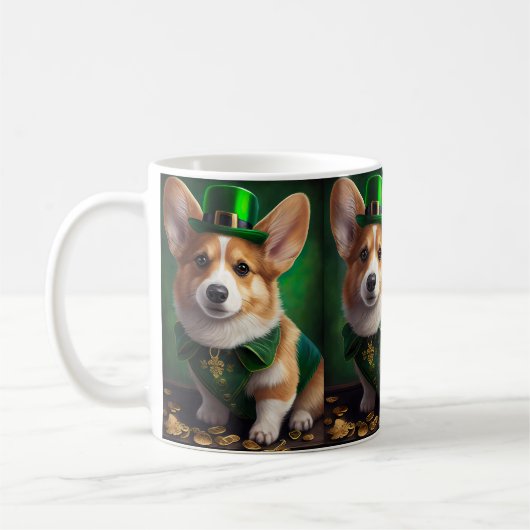 Corgi Dog in St. Patrick's Day Dress Koffiemok (Links)