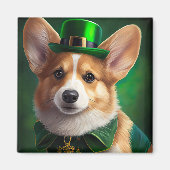 Corgi Dog in St. Patrick's Day Dress Magneet (Voorkant)