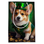 Corgi Dog in St. Patrick's Day Dress Medium Cadeauzakje (Voorkant)