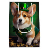 Corgi Dog in St. Patrick's Day Dress Medium Cadeauzakje (Achterkant)