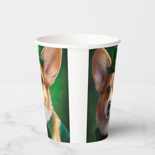 Corgi Dog in St. Patrick's Day Dress Papieren Bekers (Rechts)