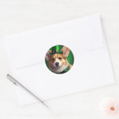 Corgi Dog in St. Patrick's Day Dress Ronde Sticker (Envelop)