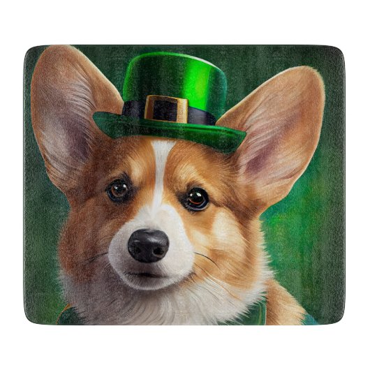 Corgi Dog in St. Patrick's Day Dress Snijplank (Voorkant)