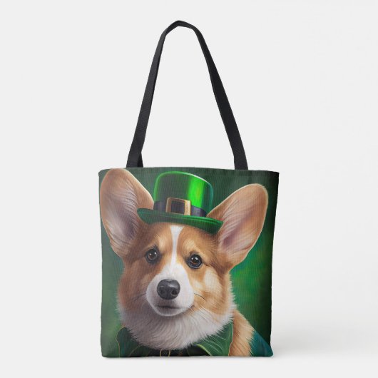 Corgi Dog in St. Patrick's Day Dress Tote Bag (Achterkant)