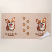 Corgi Dog kan tekst wijzigen Strandlaken (Voorkant)