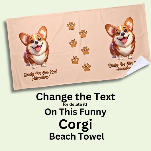 Corgi Dog kan tekst wijzigen Strandlaken