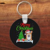 Corgi Dog Kerstboom Lights Funny Xmas Corgi D Sleutelhanger (Voorkant)