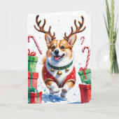 Corgi Dog Kerstgroet Kaart (Voorkant)