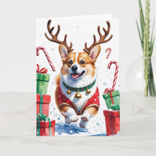 Corgi Dog Kerstgroet Kaart (Voorkant)