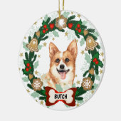 Corgi Dog Kerstmis Cute Dog Cookie Wreath Keramisch Ornament (Links)