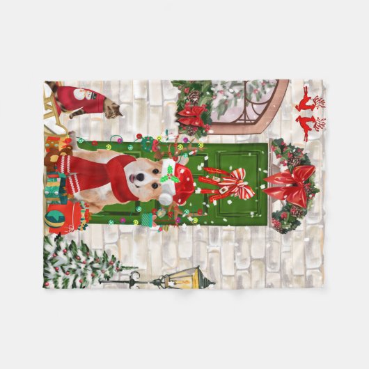 corgi Dog Kerstmis Fleece Deken (Voorkant (Horizontaal))