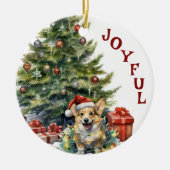 Corgi Dog Kerstmis Keramisch Ornament (Voorkant)