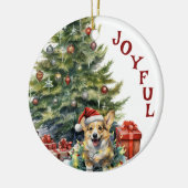 Corgi Dog Kerstmis Keramisch Ornament (Links)