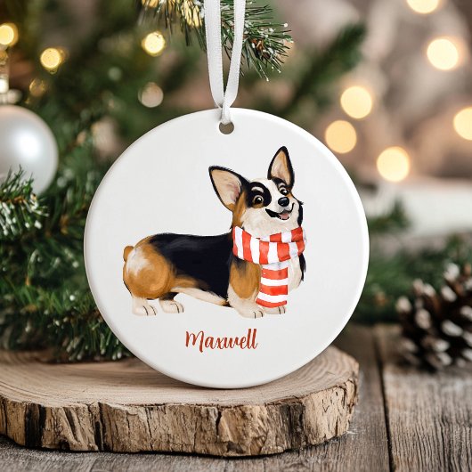 Corgi Dog Kerstmis Keramisch Ornament