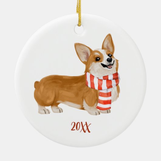 Corgi Dog Kerstmis Keramisch Ornament (Achterkant)