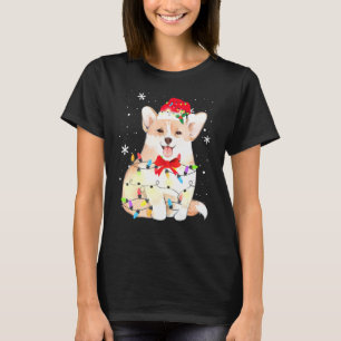 Corgi Dog Kerstmis Licht Mam Pap T-shirt