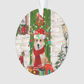 corgi Dog Kerstmis Ornament (voorkant)