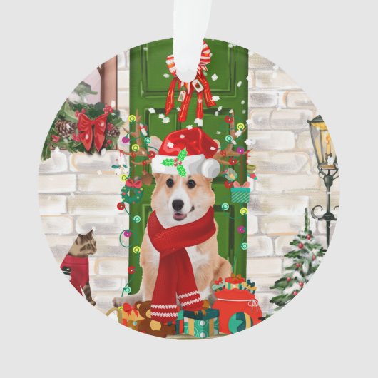 corgi Dog Kerstmis Ornament (voorkant)