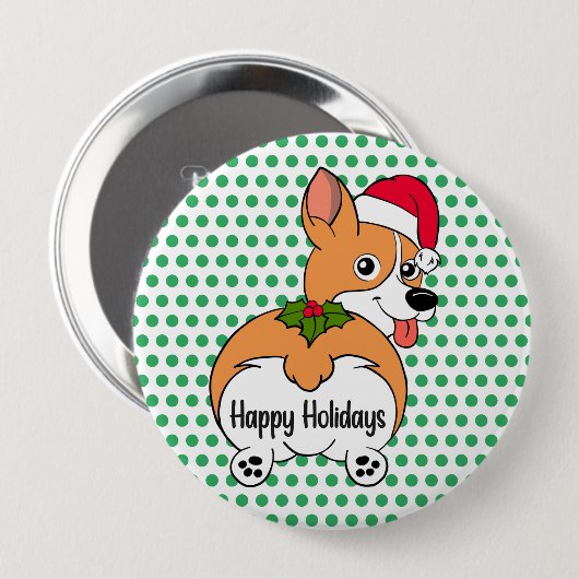 Corgi Dog Kerstmis Ronde Button 4,0 Cm (Voorkant /achterkant)