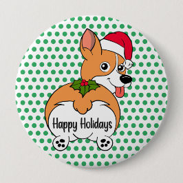 Corgi Dog Kerstmis Ronde Button 4,0 Cm