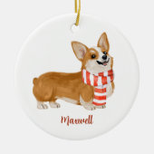 Corgi Dog kerstversiering Keramisch Ornament (Voorkant)