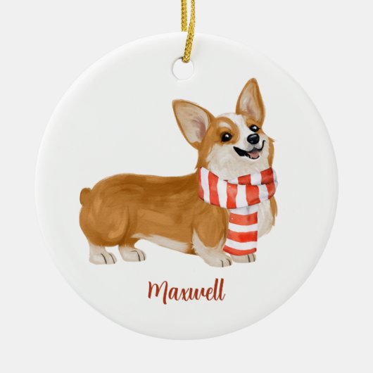 Corgi Dog kerstversiering Keramisch Ornament (Voorkant)