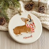 Corgi Dog kerstversiering Keramisch Ornament