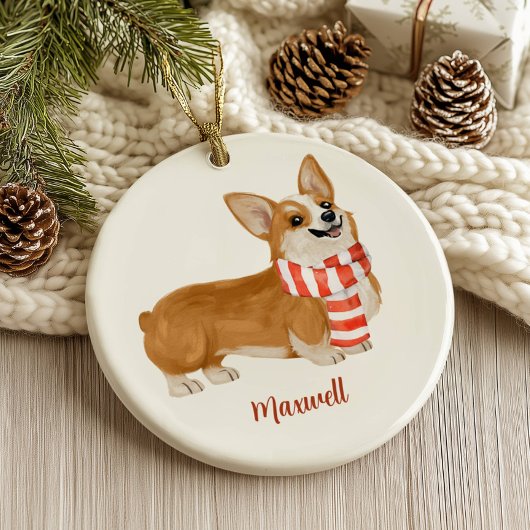Corgi Dog kerstversiering Keramisch Ornament