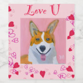 Corgi Dog Love U Wijn Etiket (Enkel label)