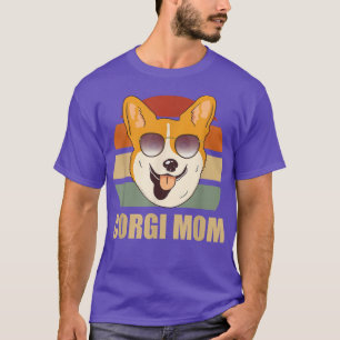 Corgi Dog Mam Retro Sunset Cute Design Mot T-shirt