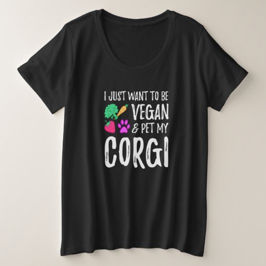 Corgi Dog mama Vegan Vegetarian Idea Grote Maat T-shirt (Design voorkant)