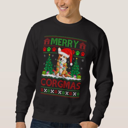 Corgi Dog Merry Corgmas Matching Ugly Corgi Chris Trui (Voorkant)