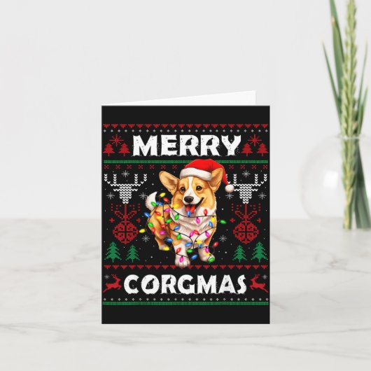 Corgi Dog Merry Corgmas Santa Corgi Ugly Christmas Kaart (Voorkant)
