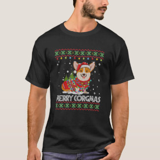 Corgi Dog Merry Corgmas Santa Corgi-Ugly Kerstmis T-shirt