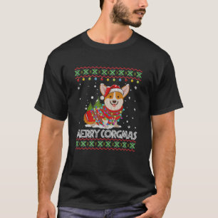 Corgi-Dog Merry Corgmas Santa Corgi-Ugly met Kerst T-shirt