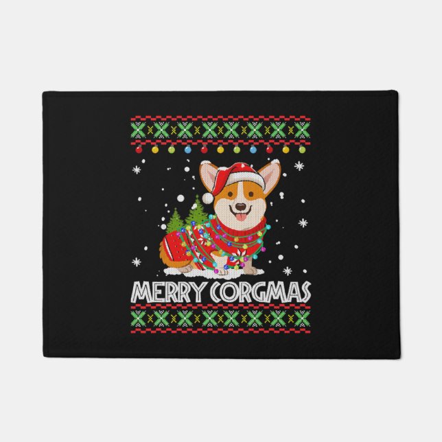 Corgi Dog Merry Corgmas Santa Deurmat (Voorkant)