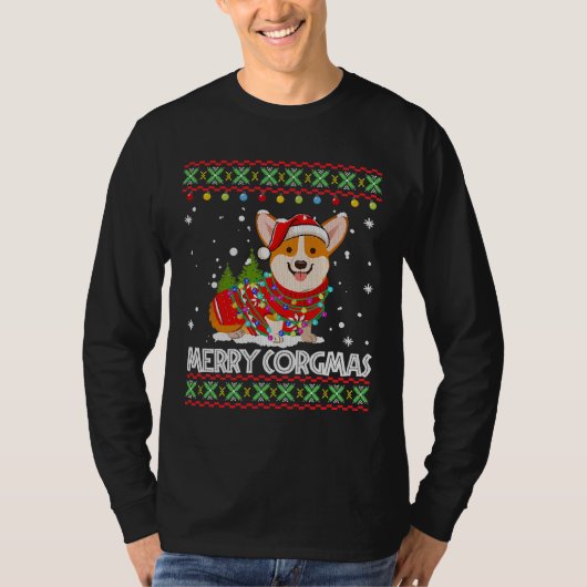 Corgi Dog Merry Corgmas Santa T-shirt (Voorkant)