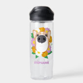 Corgi Dog met bloemen gepersonaliseerd Waterfles (Achterkant)