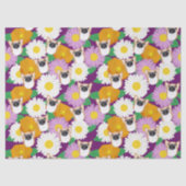 Corgi Dog met Flowers Paars Pattered Tissuepapier (Voorkant)