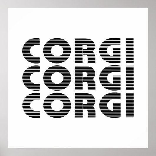 Corgi Dog Modern Black Text Poster (Voorkant)