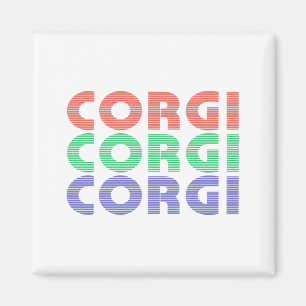 Corgi Dog Modern Colorful Text Magneet