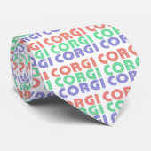 Corgi Dog Modern Colorful Text Stropdas (Opgerold)