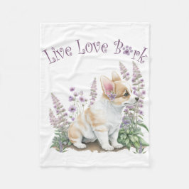 Corgi Dog Mom Floral Fleece Deken